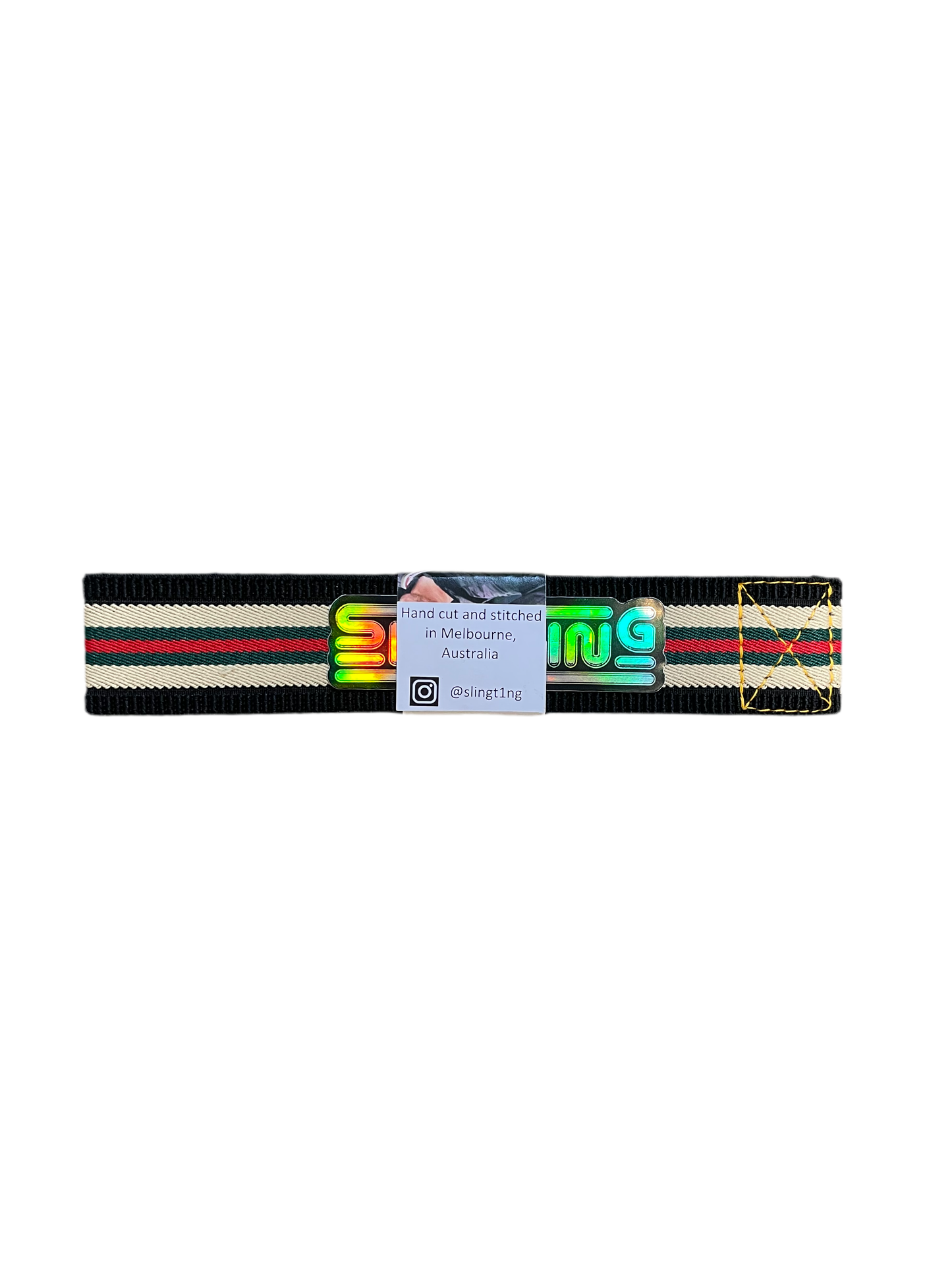 SLINGTING SKATEBOARD SLING - STRIPED BLACK w YELLOW EMB