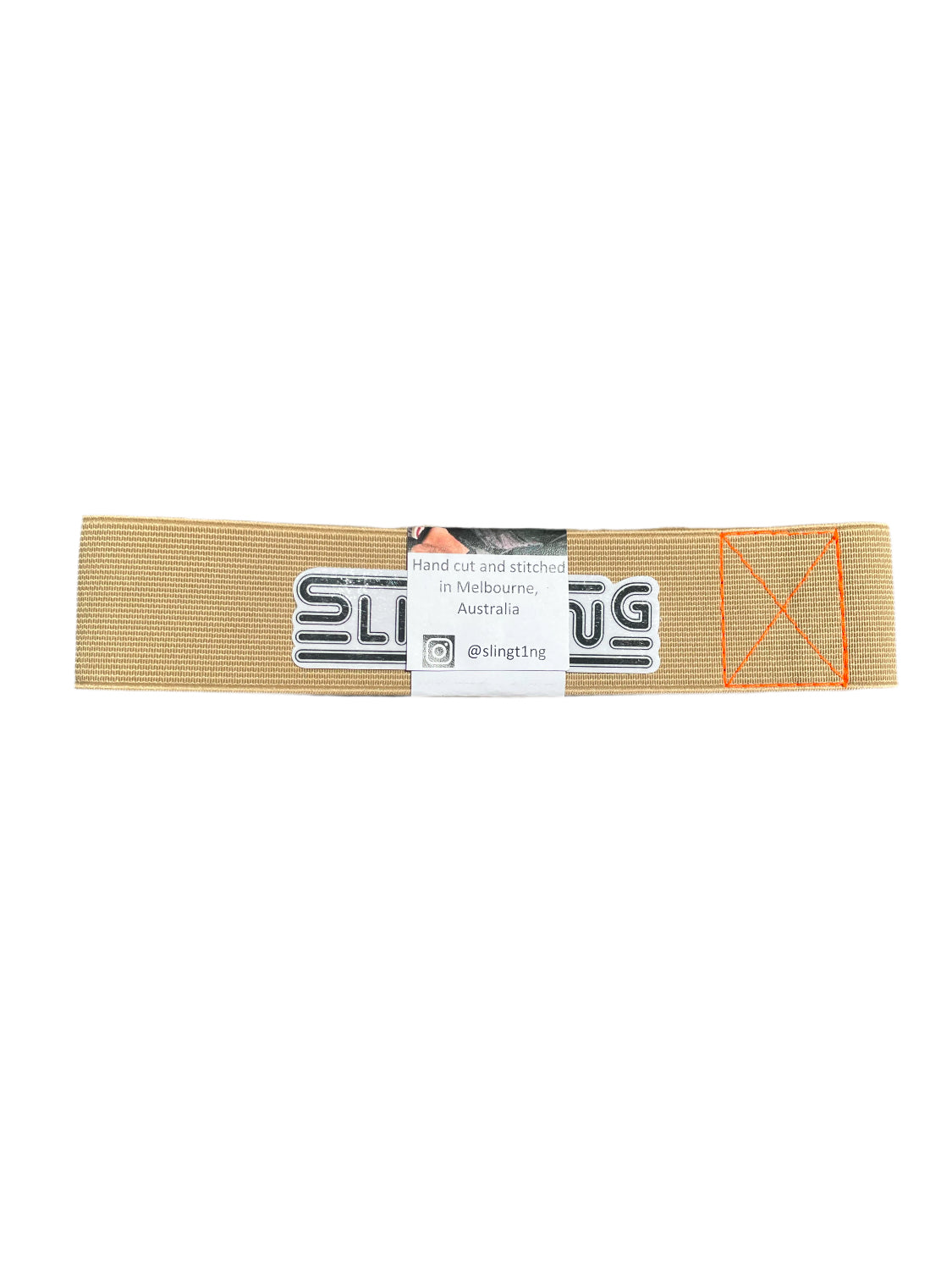 SLINGTING SKATEBOARD SLING - TAN w HIGH VIS ORANGE EMB