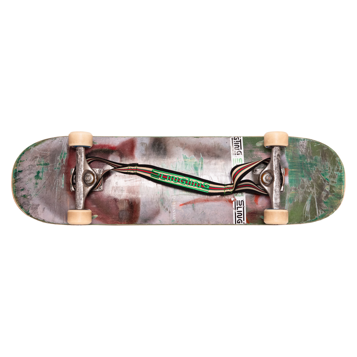 SLINGTING SKATEBOARD SLING - STRIPED BLACK (GREEN EMBROIDERY)