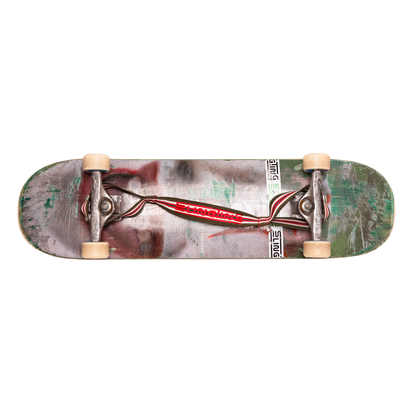 SLINGTING SKATEBOARD SLING - STRIPED GREEN (RED EMBROIDERY)