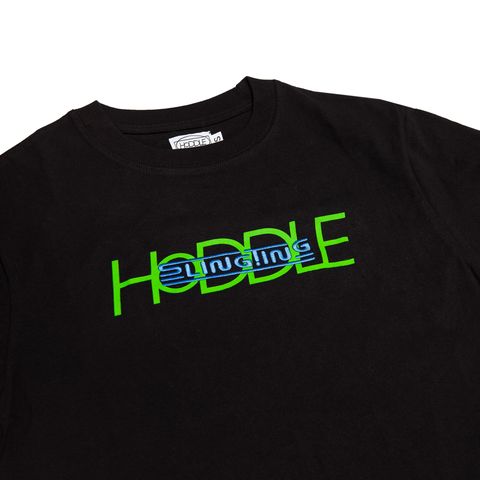 SLINGTING x HODDLE LOGO TEE BLACK (GREEN BLUE)