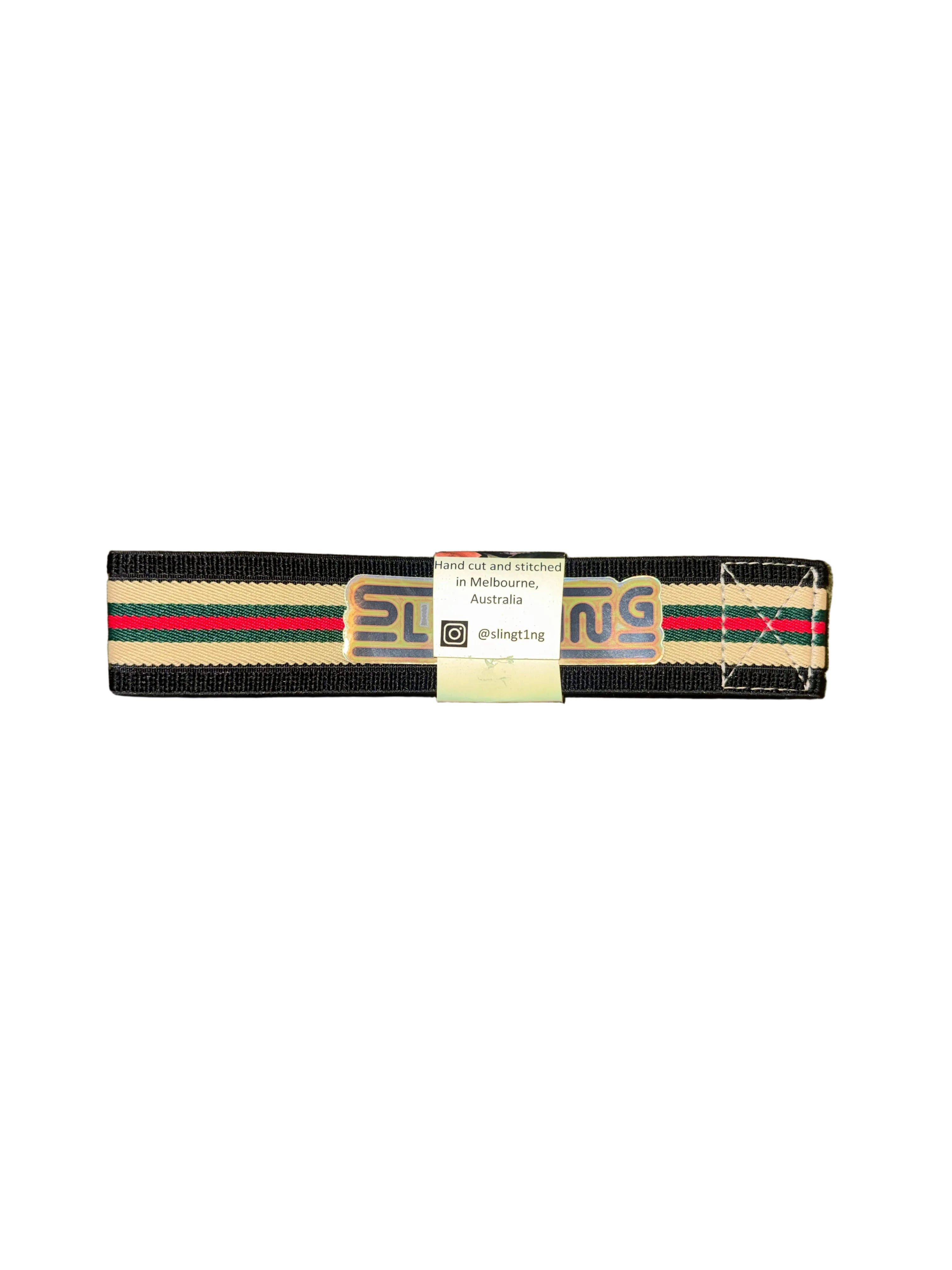 SLINGTING SKATEBOARD SLING - STRIPED BLACK w SILVER EMB