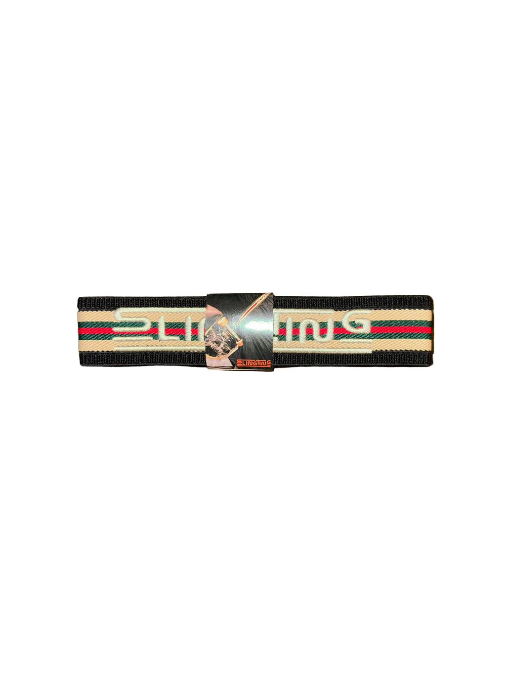 SLINGTING SKATEBOARD SLING - STRIPED BLACK w SILVER EMB