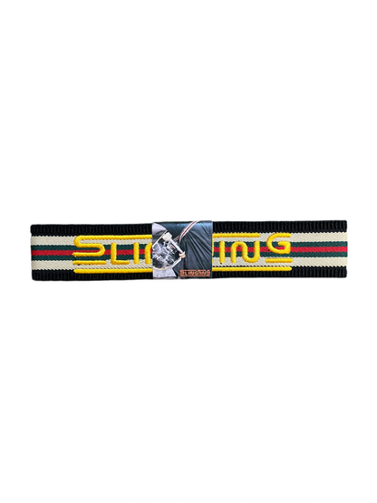 SLINGTING SKATEBOARD SLING - STRIPED BLACK w YELLOW EMB