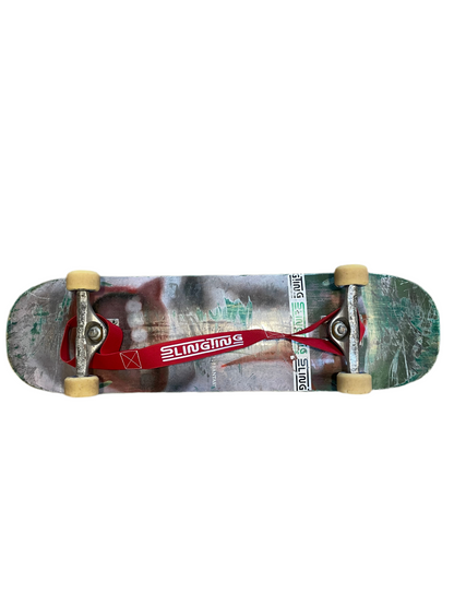 SLINGTING SKATEBOARD SLING - CHERRY RED w WHITE EMB