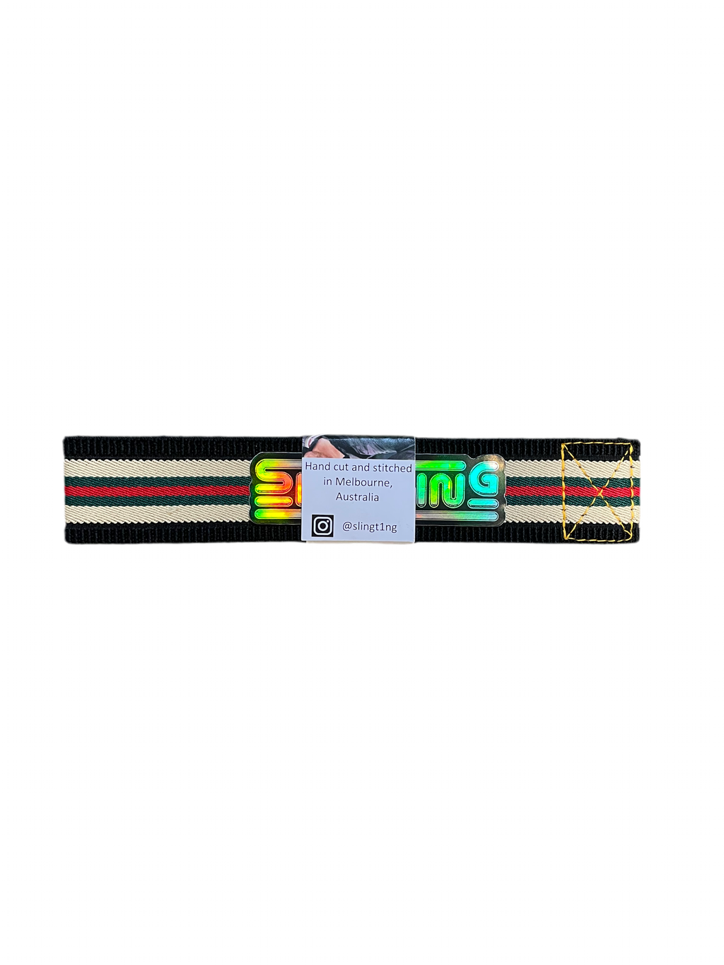 SLINGTING SKATEBOARD SLING - STRIPED BLACK w YELLOW EMB