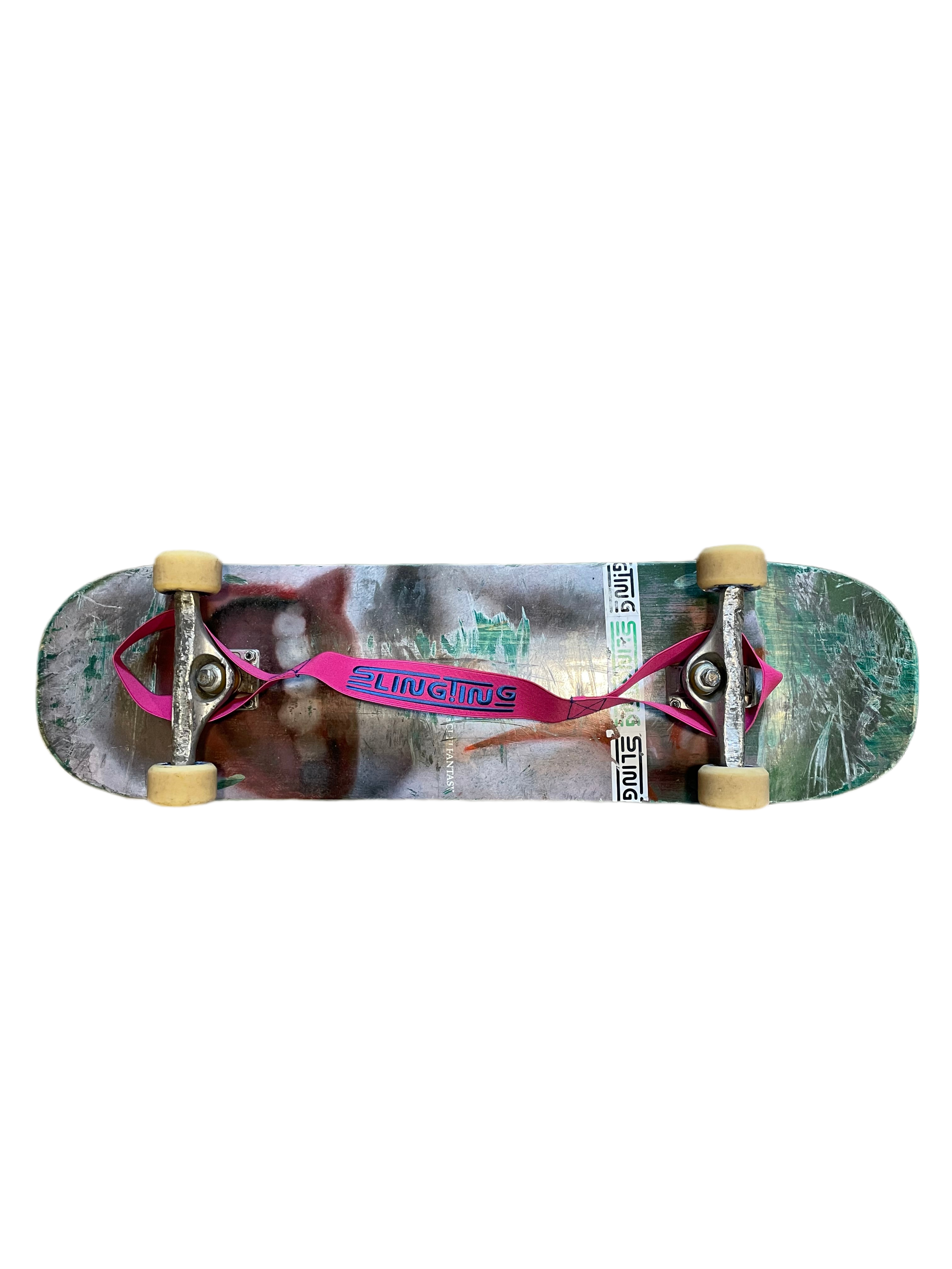 SLINGTING SKATEBOARD SLING - PINK w BLUE EMB