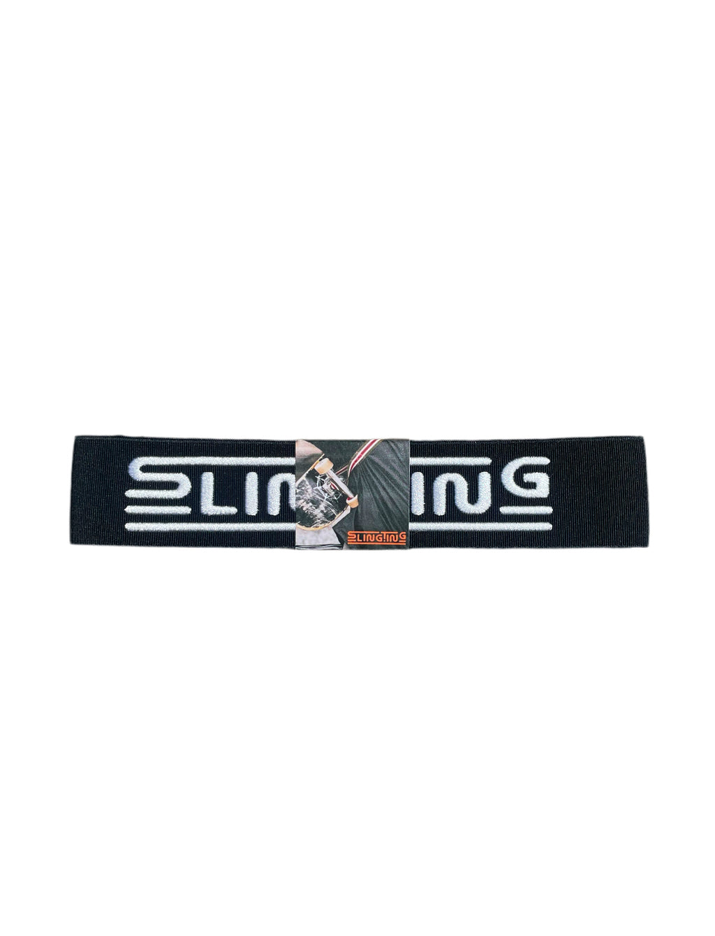 SLINGTING SKATEBOARD SLING - BLACK w WHITE EMB