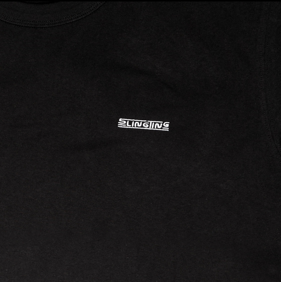 SLINGTING 'CLASSIC TEE' BLACK W WHITE EMB