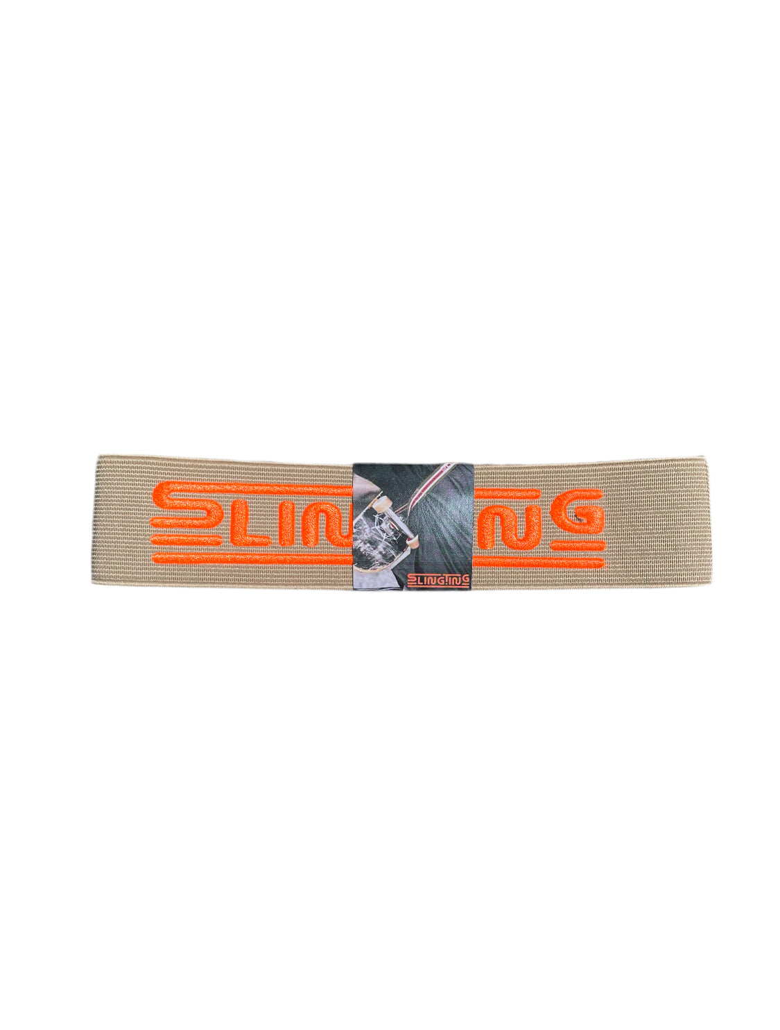 SLINGTING SKATEBOARD SLING - TAN w HIGH VIS ORANGE EMB