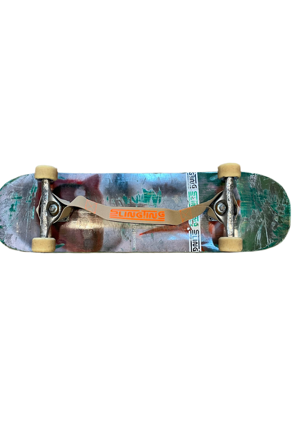 SLINGTING SKATEBOARD SLING - TAN w HIGH VIS ORANGE EMB