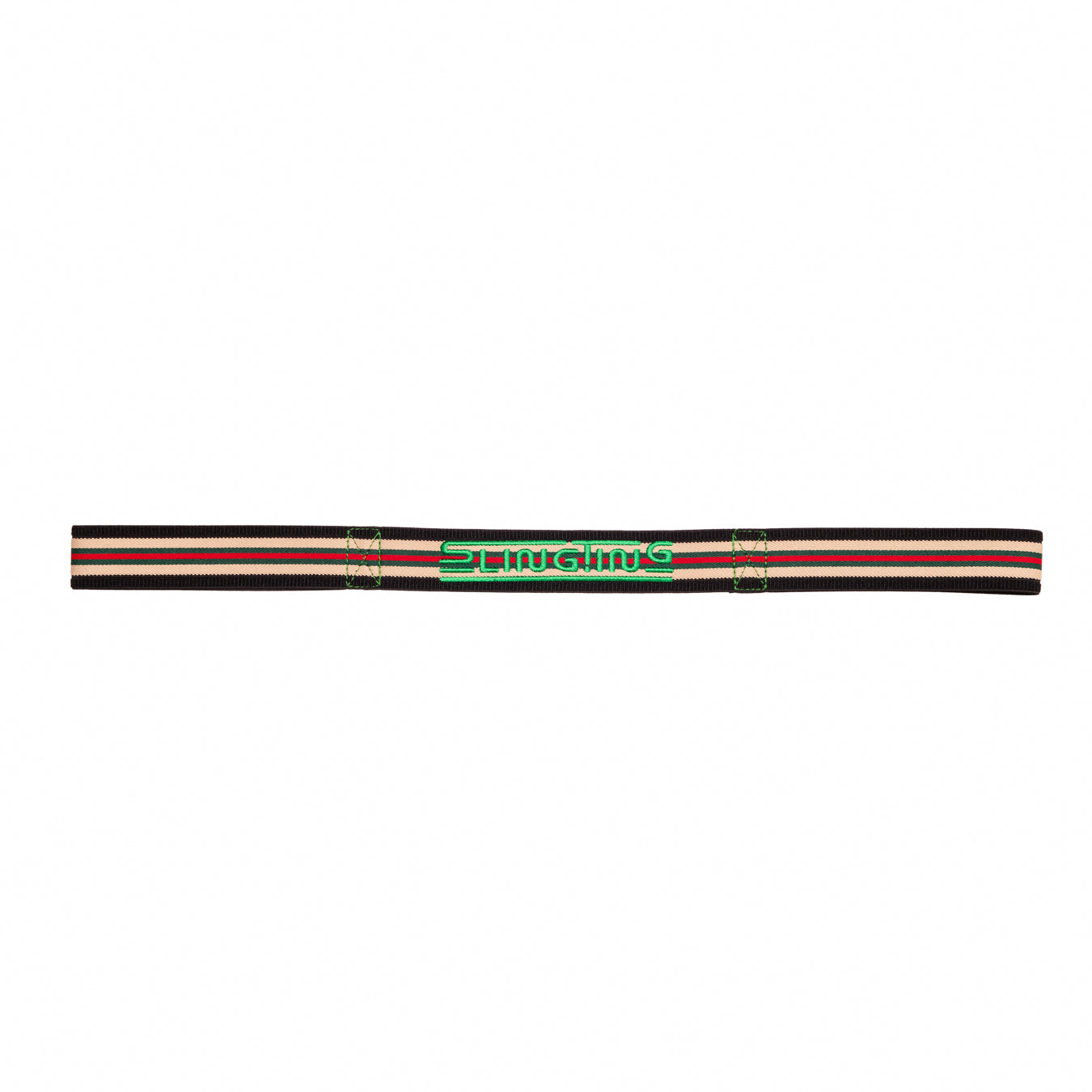 SLINGTING SKATEBOARD SLING - STRIPED BLACK (GREEN EMBROIDERY)
