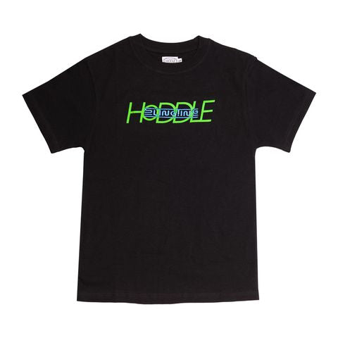 SLINGTING x HODDLE LOGO TEE BLACK (GREEN BLUE)