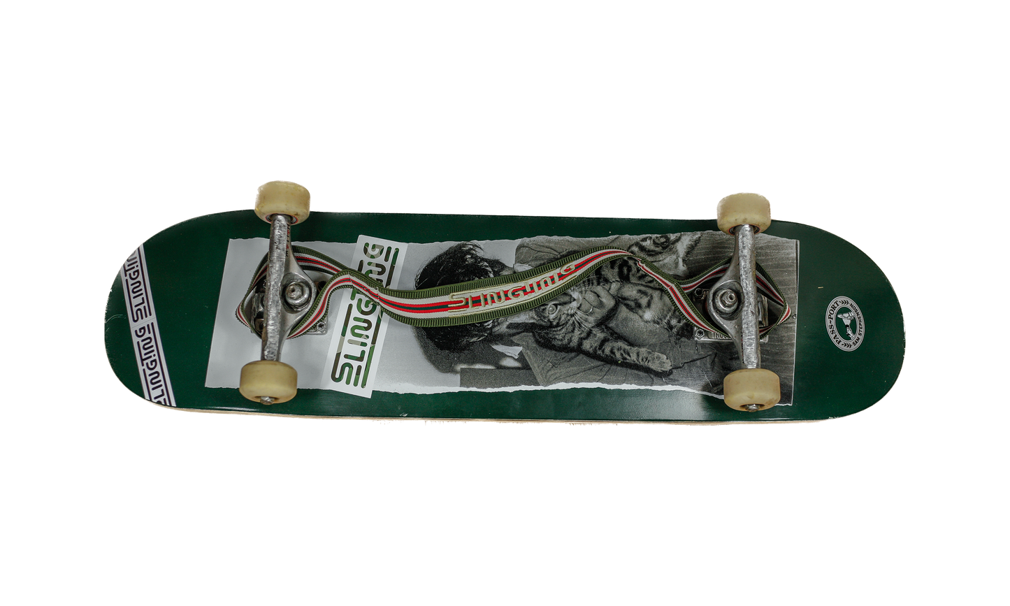 SLINGTING SKATEBOARD SLING - STRIPED GREEN (BEIGE EMBROIDERY)